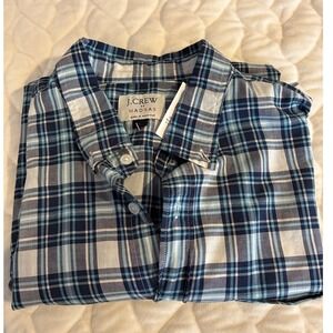 NWT J.Crew Madras Plaid‎ Button Down Long Sleeve Cotton Shirt Mens Size L